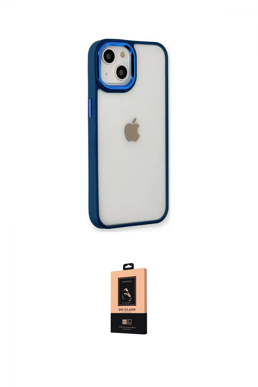 ieg™ iPhone 14 Plus Kılıf Eksen Doku Prime - Şeffaf Maxco Cam Ekran Koruyucu
