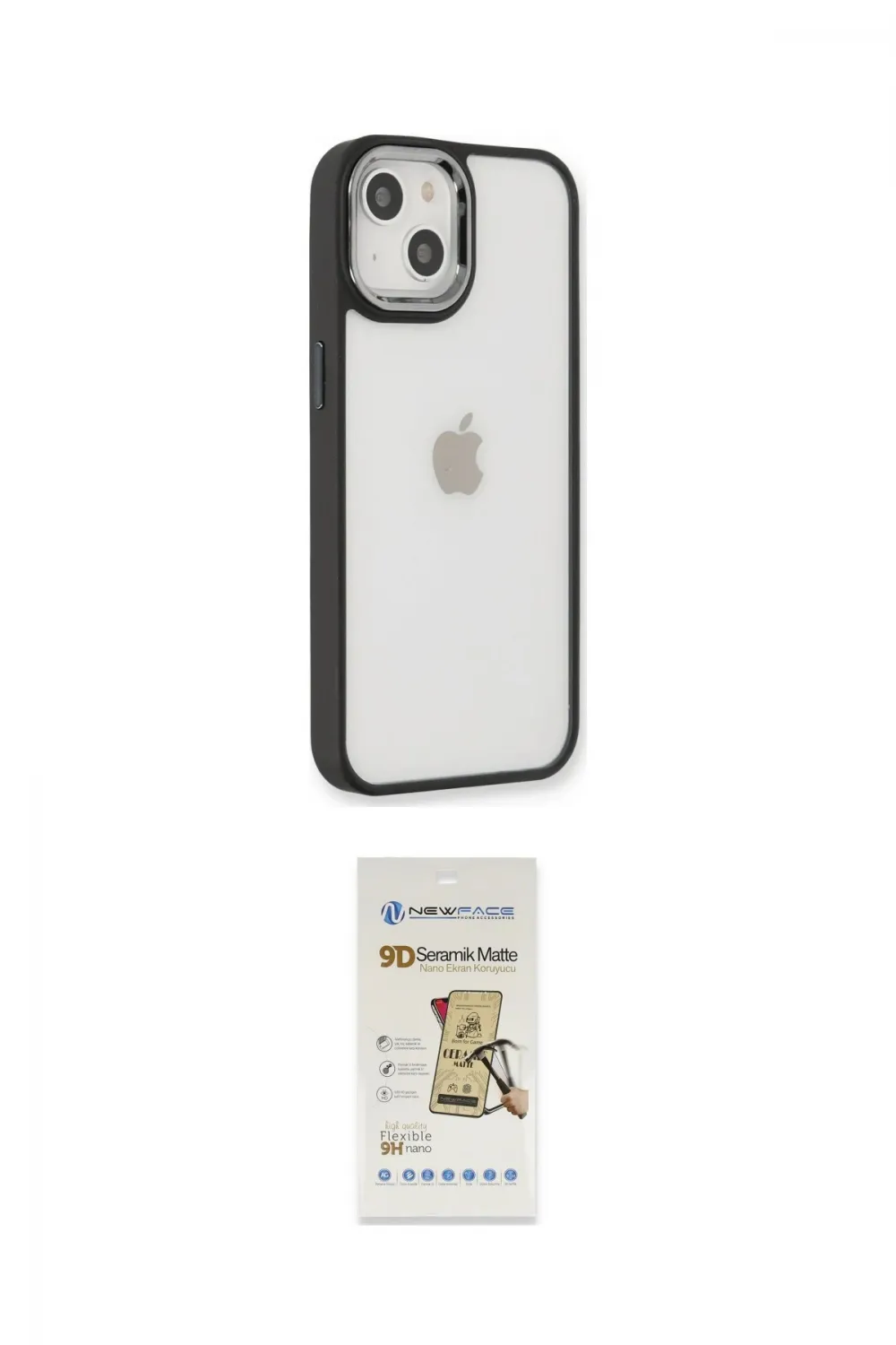 ieg™ iPhone 14 Plus Kılıf Eksen Doku Prime - Siyah Mat Seramik Nano Ekran Koruyucu