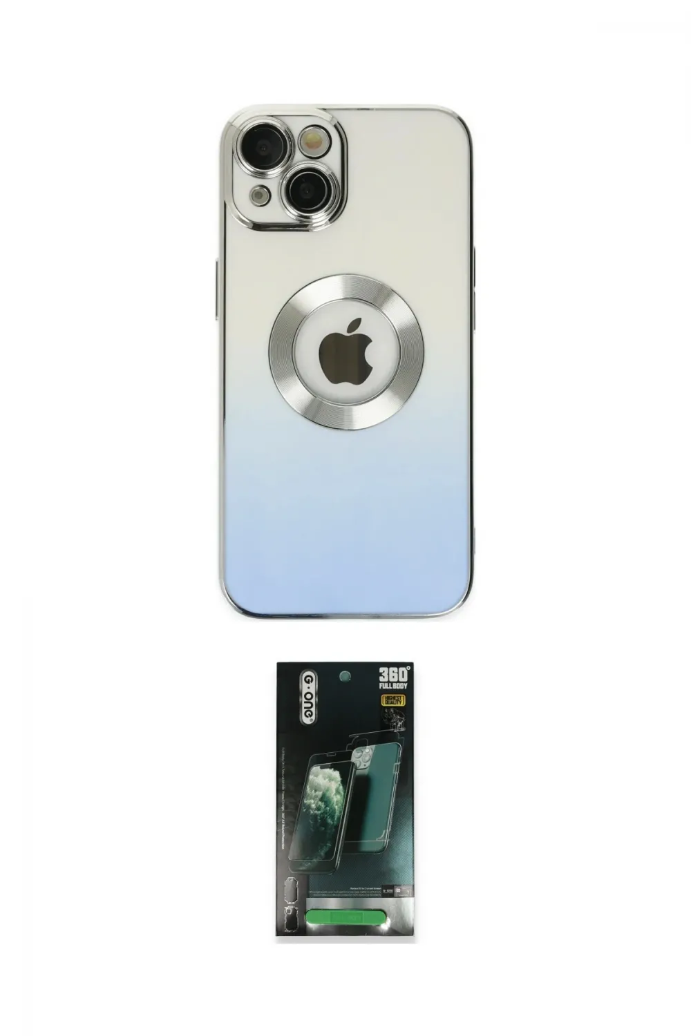 ieg™ iPhone 14 Plus Kılıf Kutup Yansıma Özel Seri - Siyah 360 Mat Full Body Arka Koruyucu