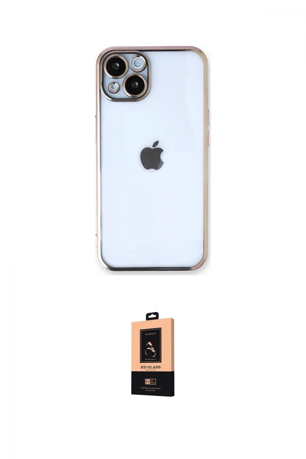 ieg™ iPhone 14 Plus Kılıf Vadi Minimal - Şeffaf Maxco Cam Ekran Koruyucu