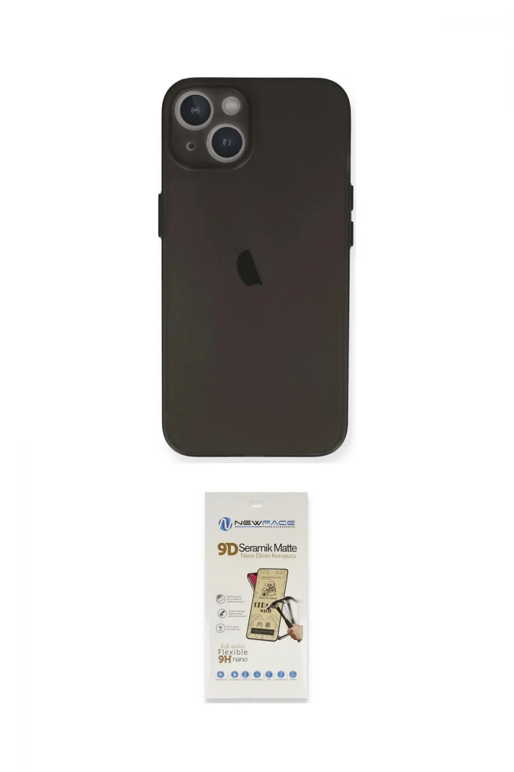 ieg™ iPhone 14 Plus Kılıf Yadigar Yansıma Serisi - Siyah Mat Seramik Nano Ekran Koruyucu