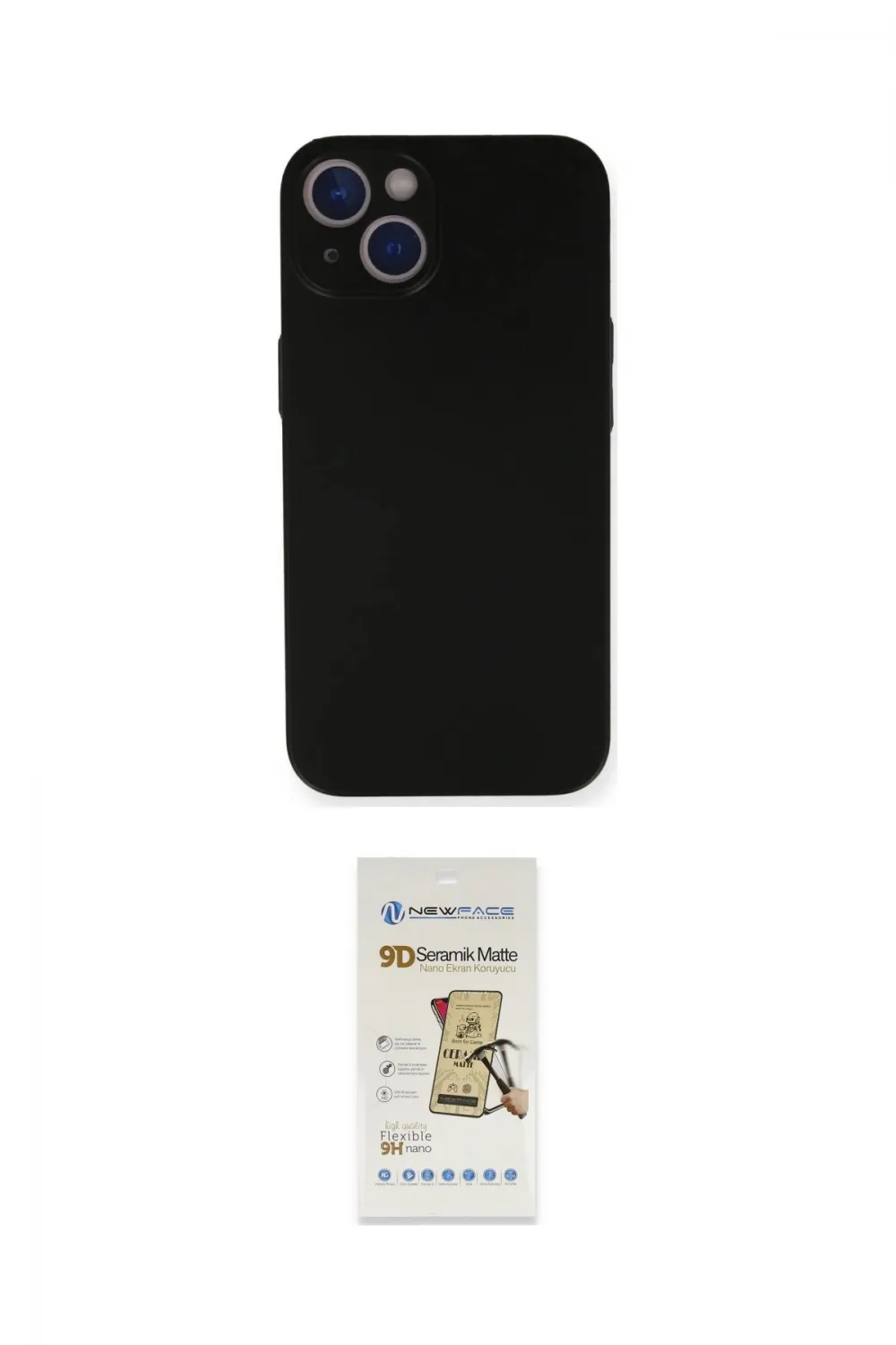 ieg™ iPhone 14 Plus Kılıf Yadigar Yansıma Serisi - Siyah Mat Seramik Nano Ekran Koruyucu