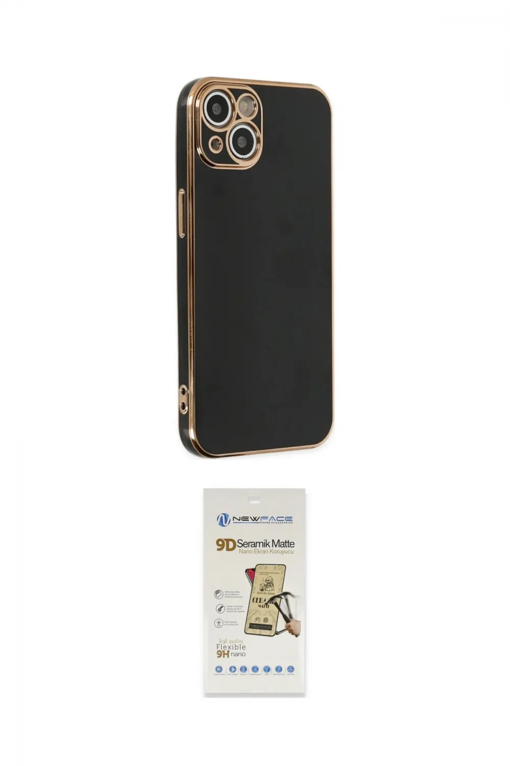 ieg™ iPhone 14 Plus Kılıf Yankı Serisi - Siyah Mat Seramik Nano Ekran Koruyucu