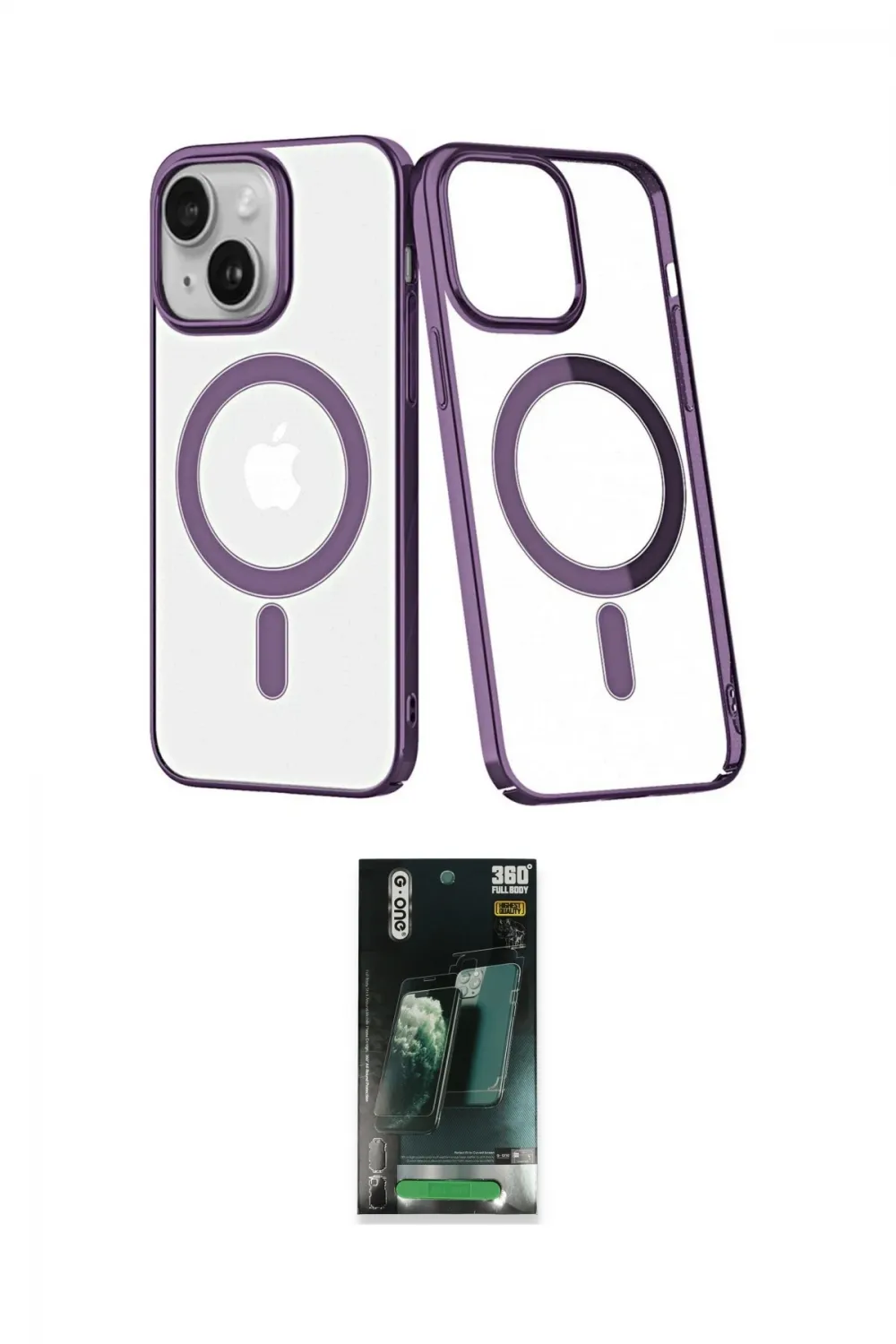 ieg™ iPhone 14 Plus Kılıf Yörünge Minimal - Siyah 360 Mat Full Body Arka Koruyucu