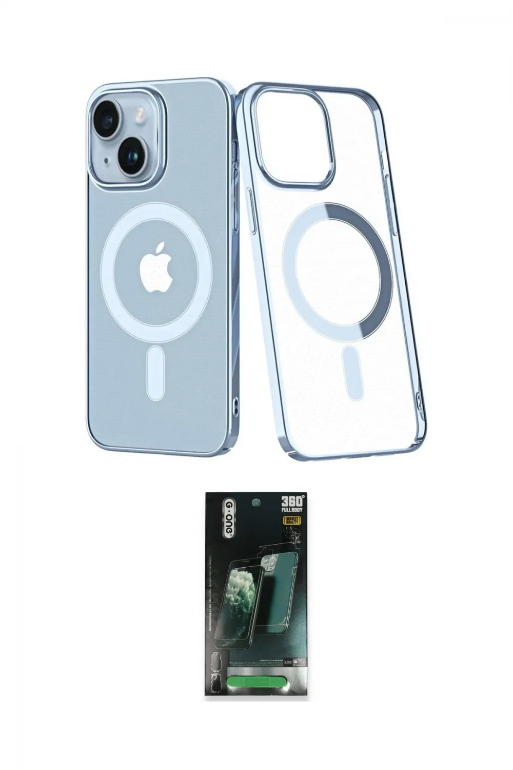 ieg™ iPhone 14 Plus Kılıf Yörünge Minimal - Siyah 360 Mat Full Body Arka Koruyucu