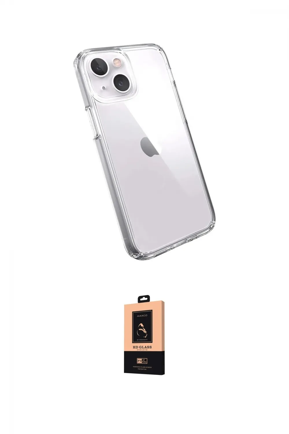 ieg™ iPhone 14 Plus Kılıf Zirve Doku - Şeffaf Maxco Cam Ekran Koruyucu