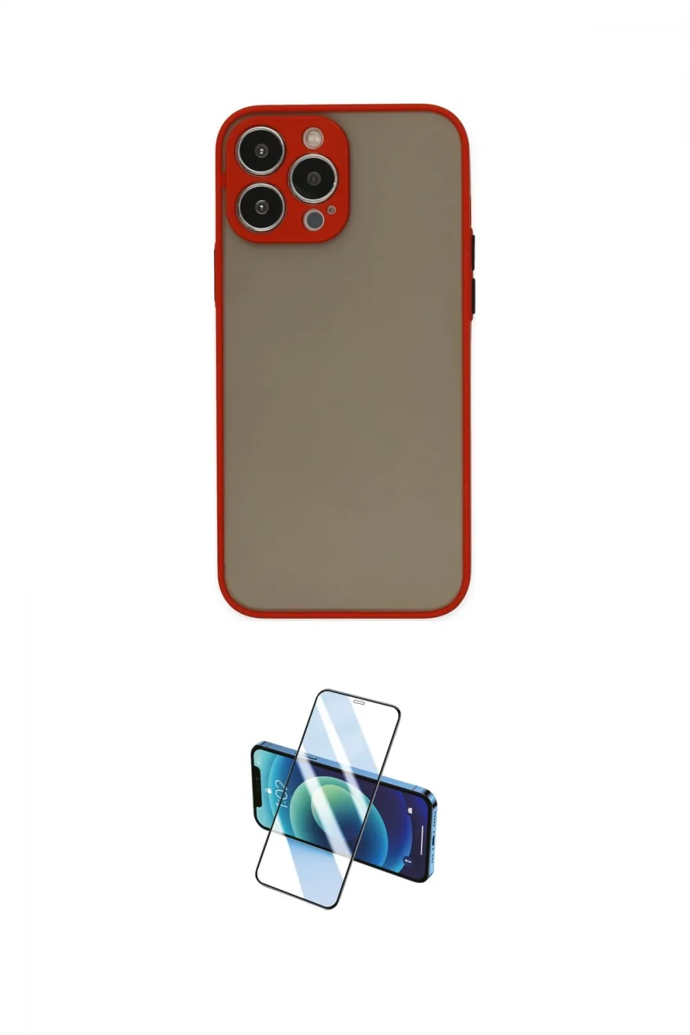 ieg™ iPhone 14 Pro Kılıf Ahenk Çizgi Serisi - Siyah 3D Antistatik Cam Ekran Koruyucu
