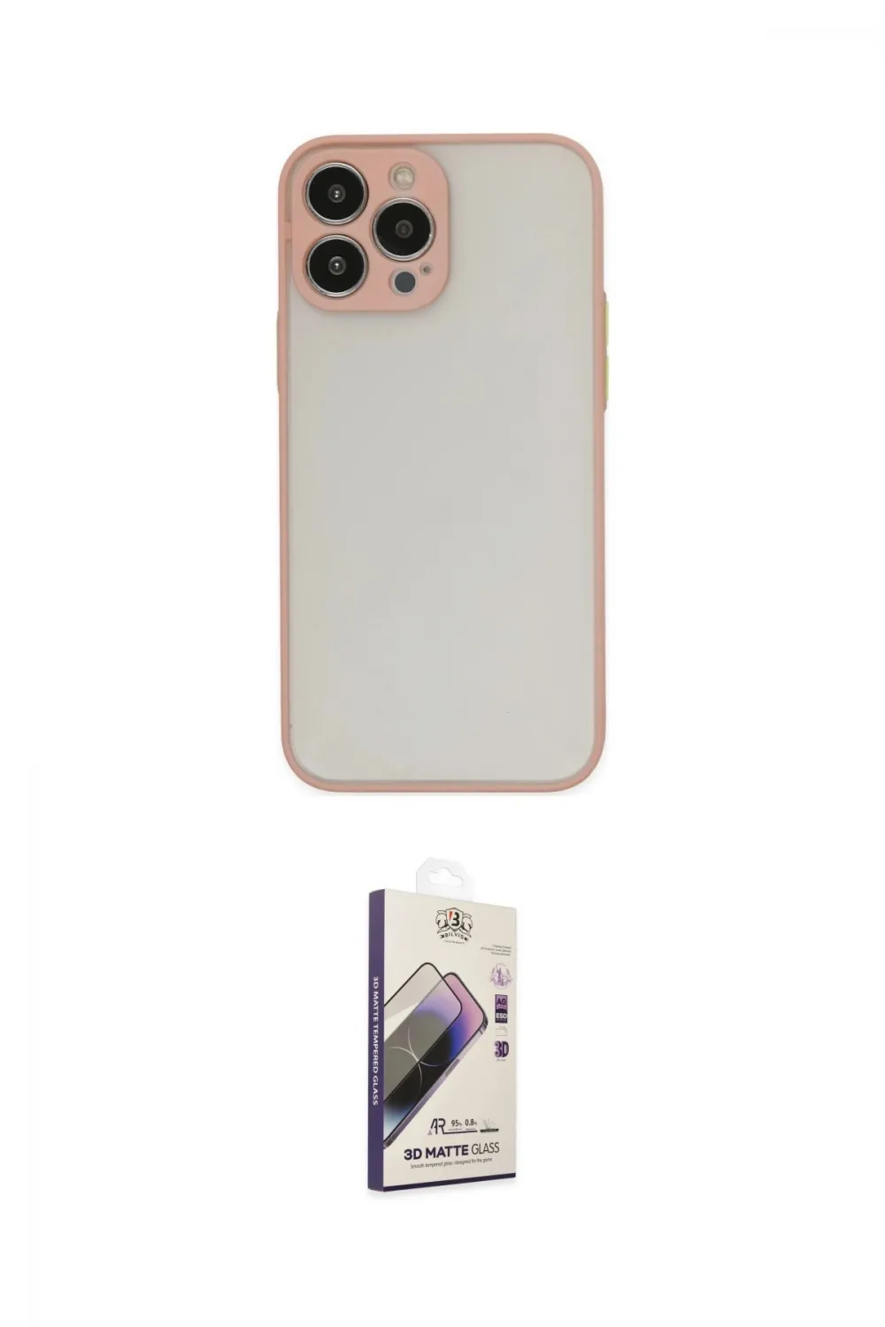 ieg™ iPhone 14 Pro Kılıf Ahenk Çizgi Serisi - Siyah Bilvis 3D Mat Cam Ekran Koruyucu