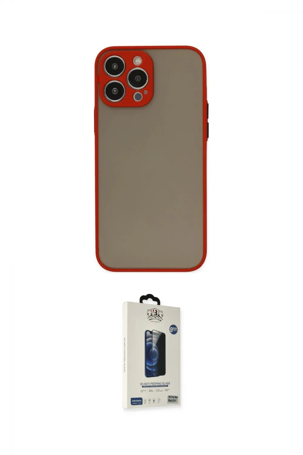 ieg™ iPhone 14 Pro Kılıf Ahenk Çizgi Serisi - Siyah Bilvis Hayalet Cam Ekran Koruyucu