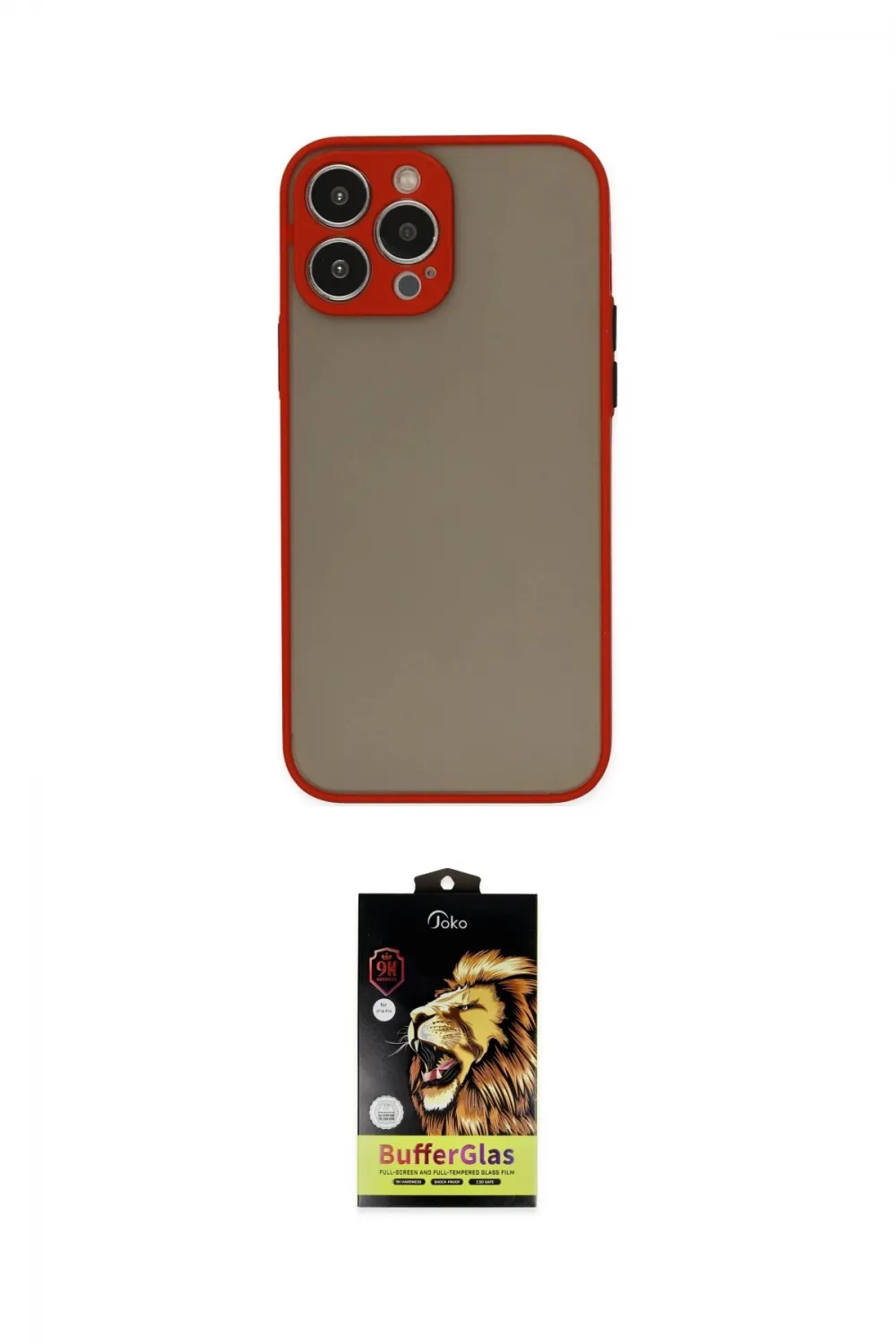 ieg™ iPhone 14 Pro Kılıf Ahenk Çizgi Serisi - Siyah Buffer Cam Ekran Koruyucu