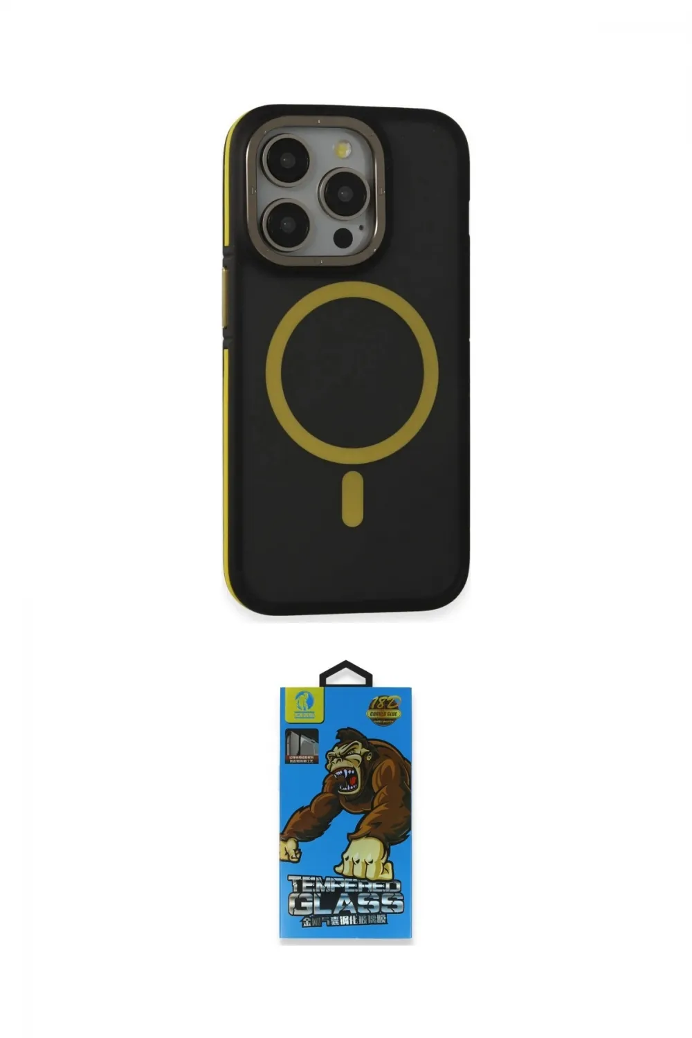 ieg™ iPhone 14 Pro Kılıf Ahenk Form Serisi - Siyah 18D Cam Ekran Koruyucu