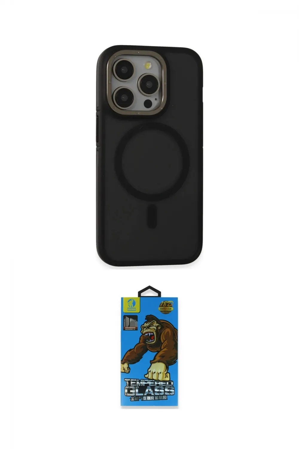 ieg™ iPhone 14 Pro Kılıf Ahenk Form Serisi - Siyah 18D Cam Ekran Koruyucu