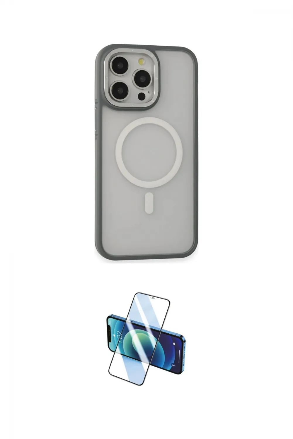 ieg™ iPhone 14 Pro Kılıf Ahenk Form Serisi - Siyah 3D Antistatik Cam Ekran Koruyucu
