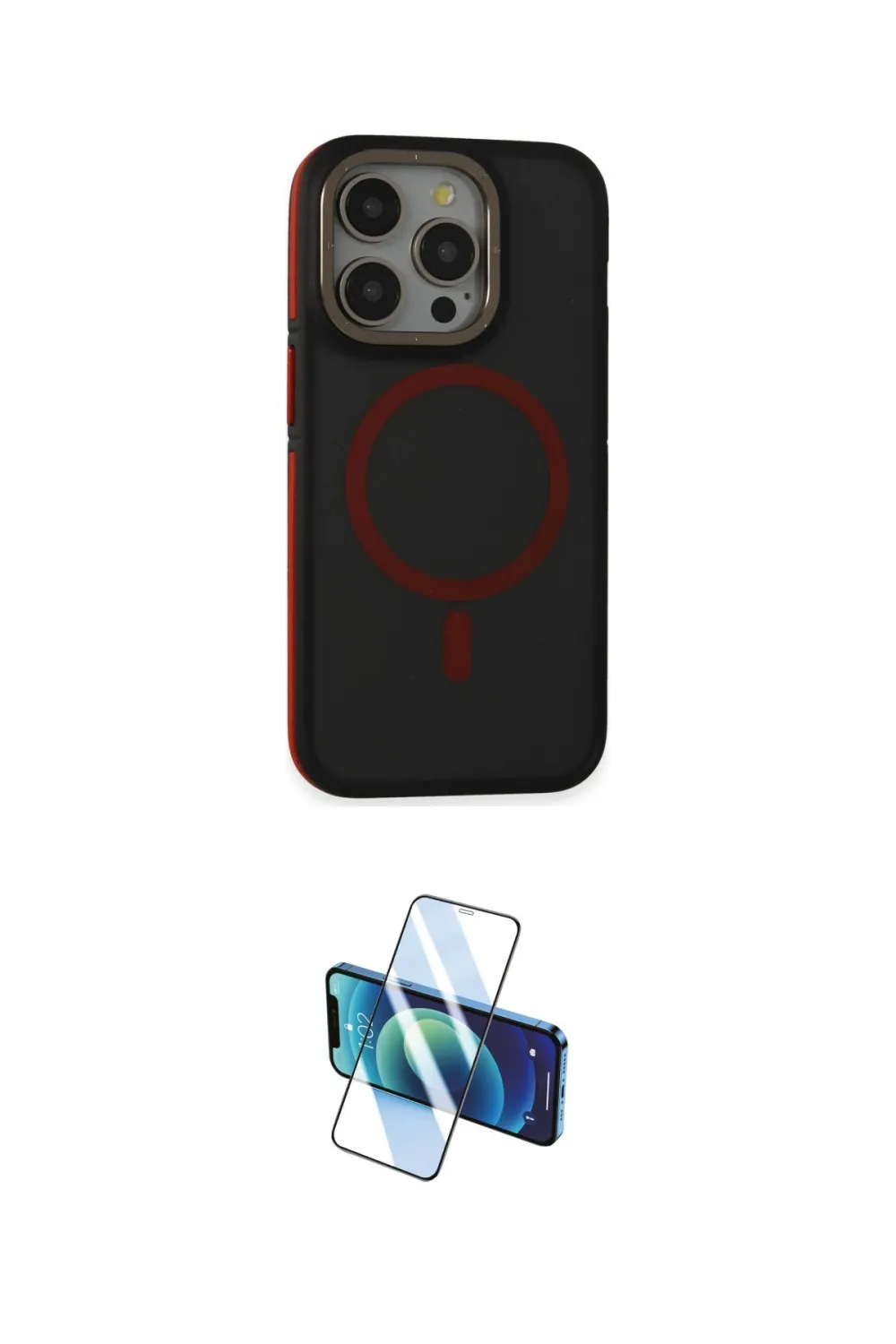 ieg™ iPhone 14 Pro Kılıf Ahenk Form Serisi - Siyah 3D Antistatik Cam Ekran Koruyucu