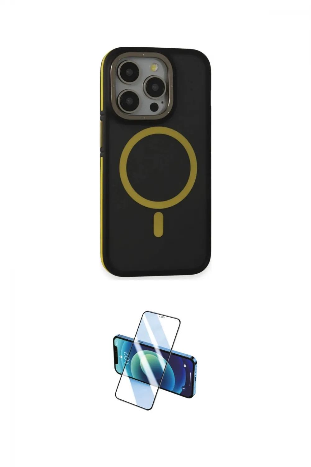 ieg™ iPhone 14 Pro Kılıf Ahenk Form Serisi - Siyah 3D Antistatik Cam Ekran Koruyucu