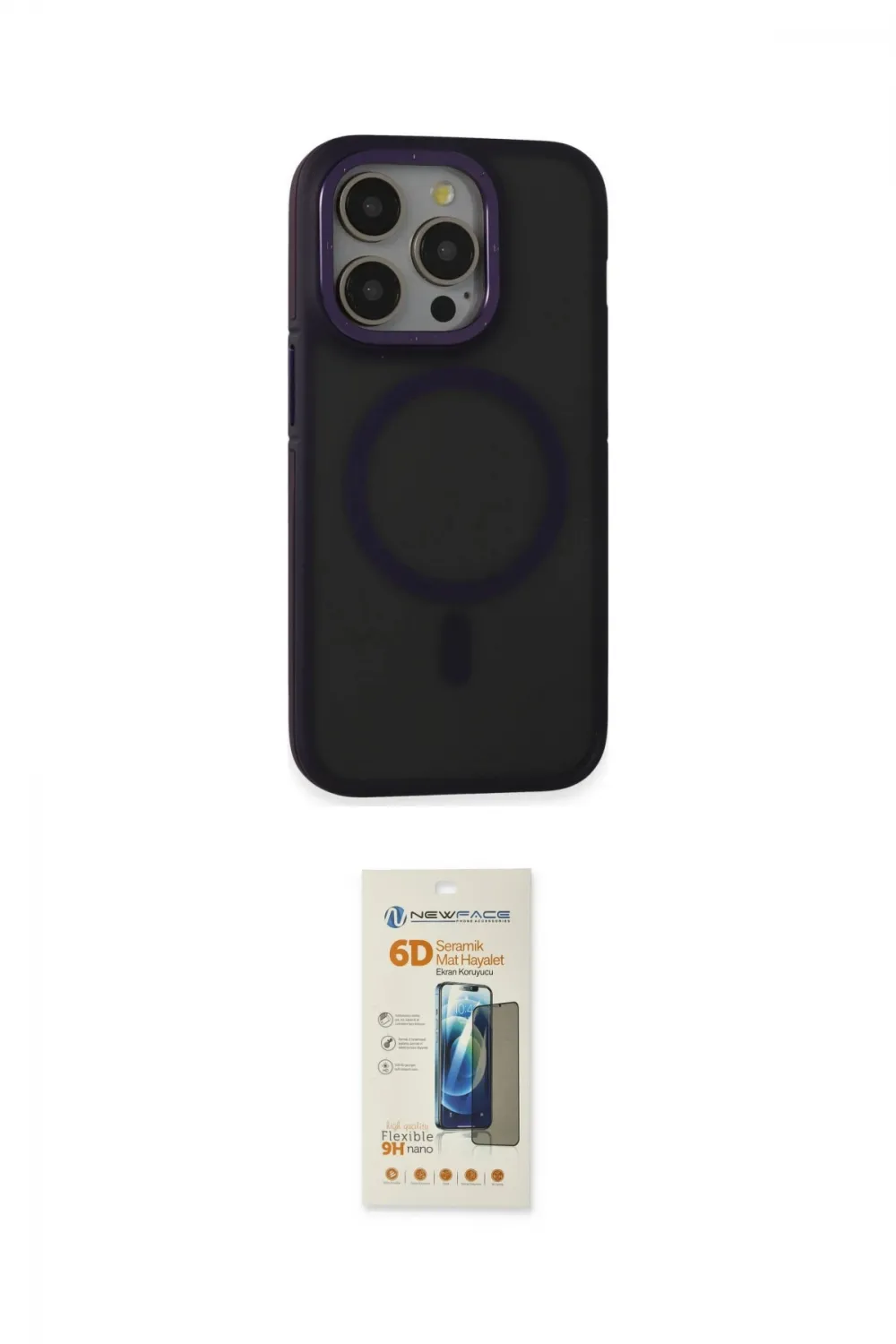 ieg™ iPhone 14 Pro Kılıf Ahenk Form Serisi - Siyah 6D Mat Seramik Hayalet Nano Ekran Koruyucu
