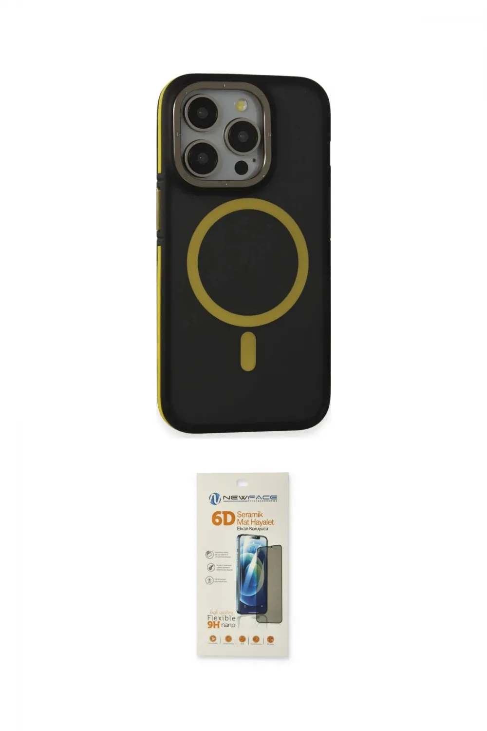 ieg™ iPhone 14 Pro Kılıf Ahenk Form Serisi - Siyah 6D Mat Seramik Hayalet Nano Ekran Koruyucu