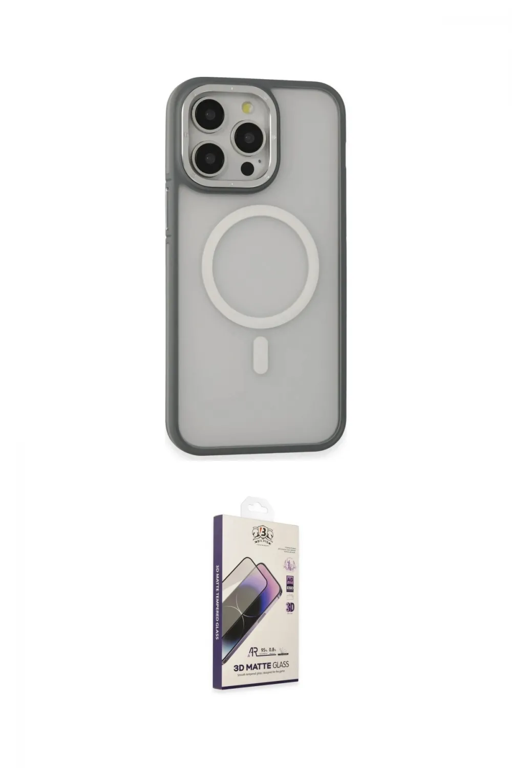 ieg™ iPhone 14 Pro Kılıf Ahenk Form Serisi - Siyah Bilvis 3D Mat Cam Ekran Koruyucu