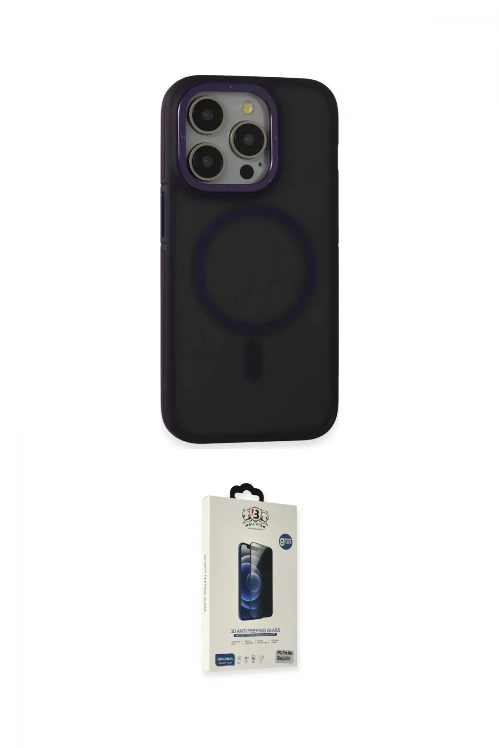 ieg™ iPhone 14 Pro Kılıf Ahenk Form Serisi - Siyah Bilvis Hayalet Cam Ekran Koruyucu