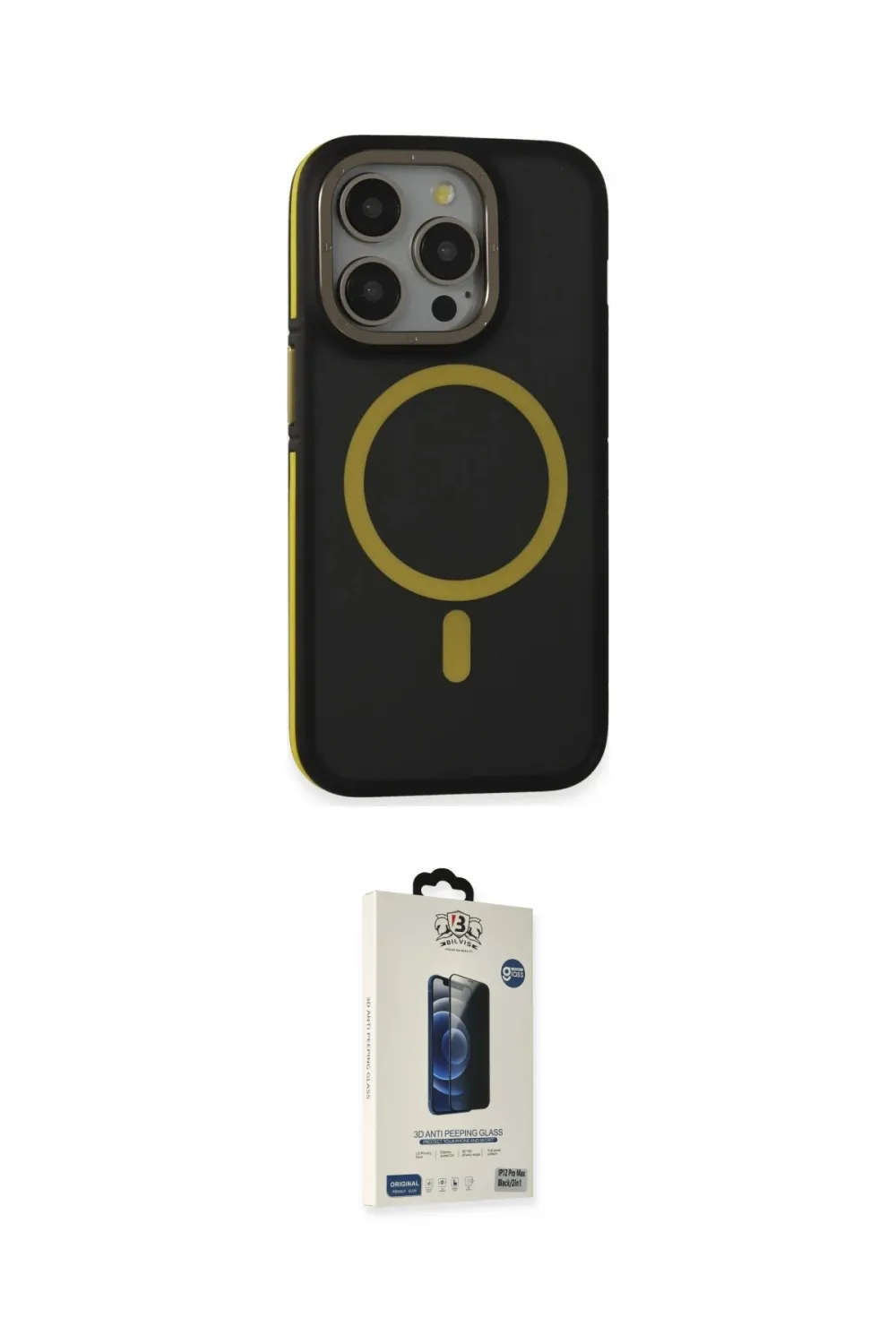 ieg™ iPhone 14 Pro Kılıf Ahenk Form Serisi - Siyah Bilvis Hayalet Cam Ekran Koruyucu
