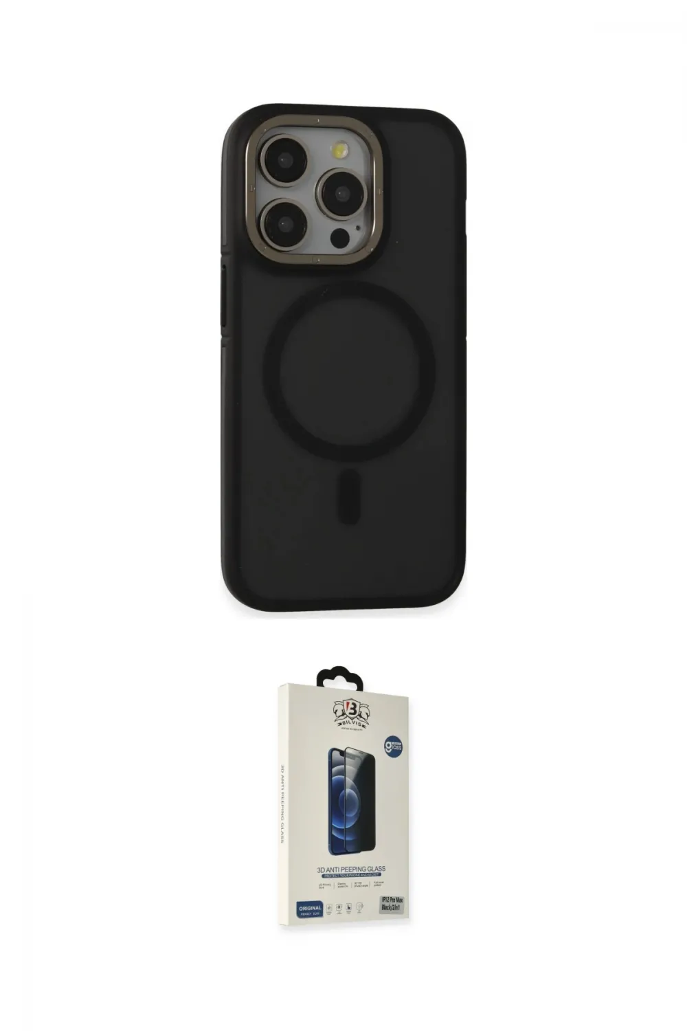 ieg™ iPhone 14 Pro Kılıf Ahenk Form Serisi - Siyah Bilvis Hayalet Cam Ekran Koruyucu