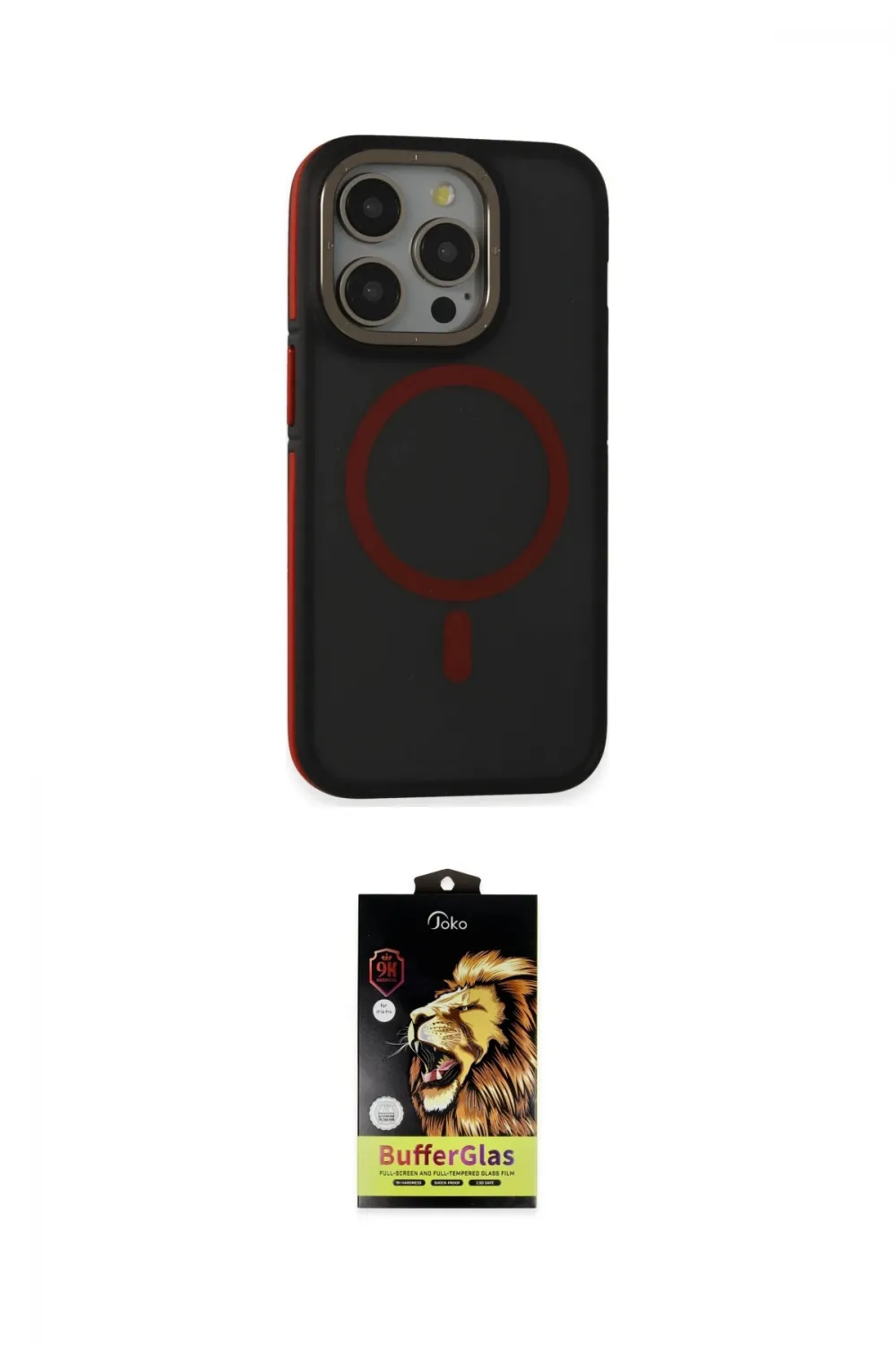 ieg™ iPhone 14 Pro Kılıf Ahenk Form Serisi - Siyah Buffer Cam Ekran Koruyucu