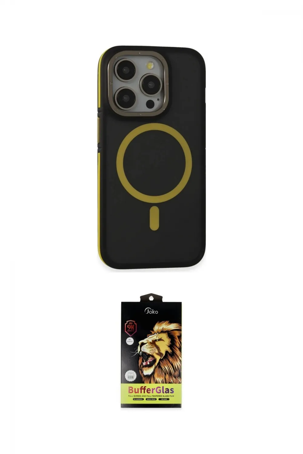 ieg™ iPhone 14 Pro Kılıf Ahenk Form Serisi - Siyah Buffer Cam Ekran Koruyucu