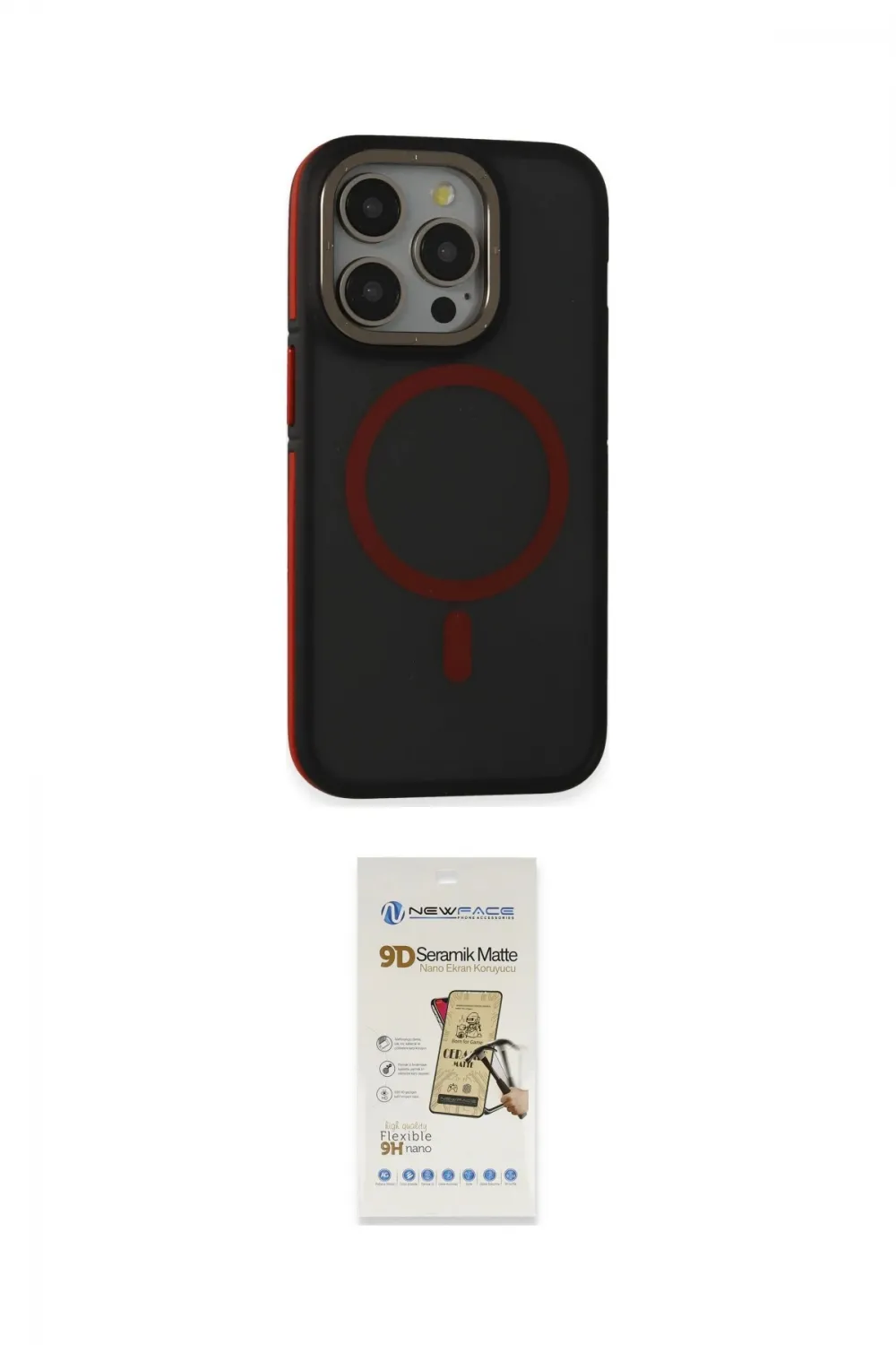 ieg™ iPhone 14 Pro Kılıf Ahenk Form Serisi - Siyah Mat Seramik Nano Ekran Koruyucu