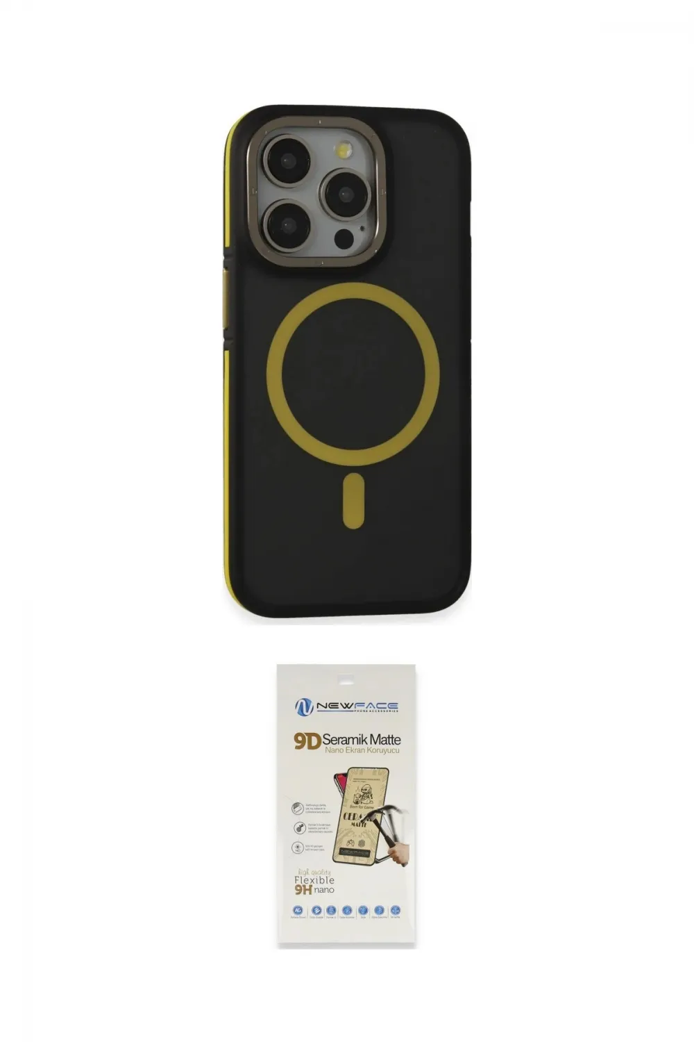 ieg™ iPhone 14 Pro Kılıf Ahenk Form Serisi - Siyah Mat Seramik Nano Ekran Koruyucu