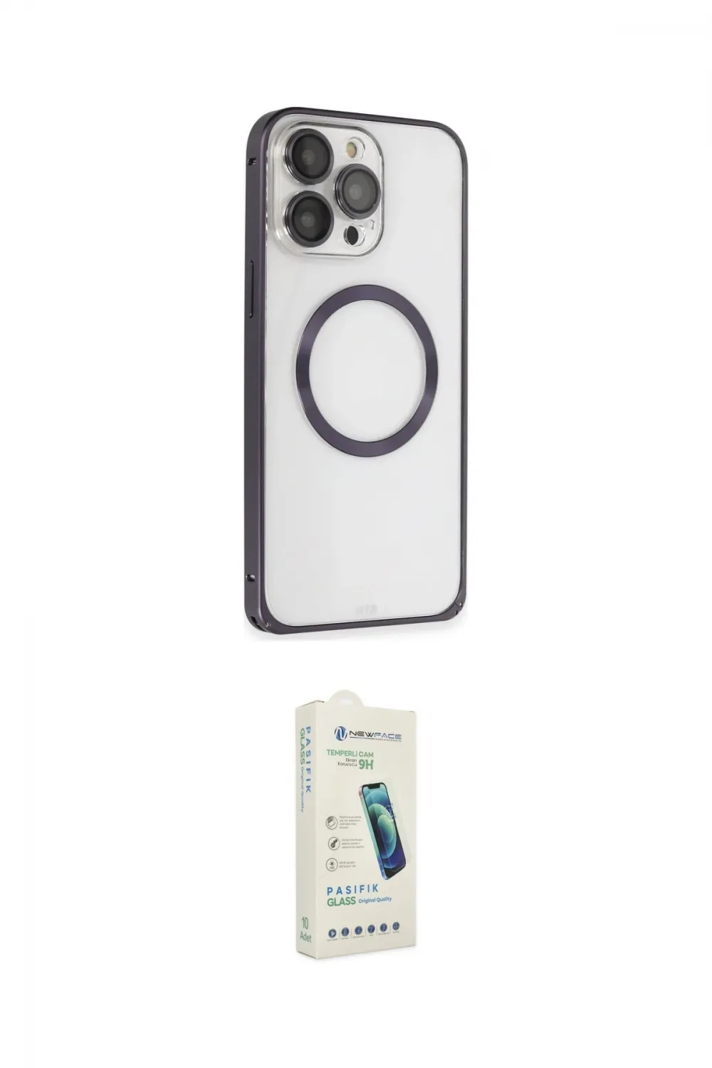 ieg™ iPhone 14 Pro Kılıf Ahenk Işık Serisi - Şeffaf Pasifik Cam Ekran Koruyucu