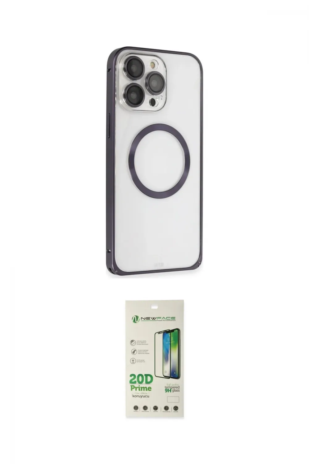 ieg™ iPhone 14 Pro Kılıf Ahenk Işık Serisi - Siyah 20D Premium Cam Ekran Koruyucu