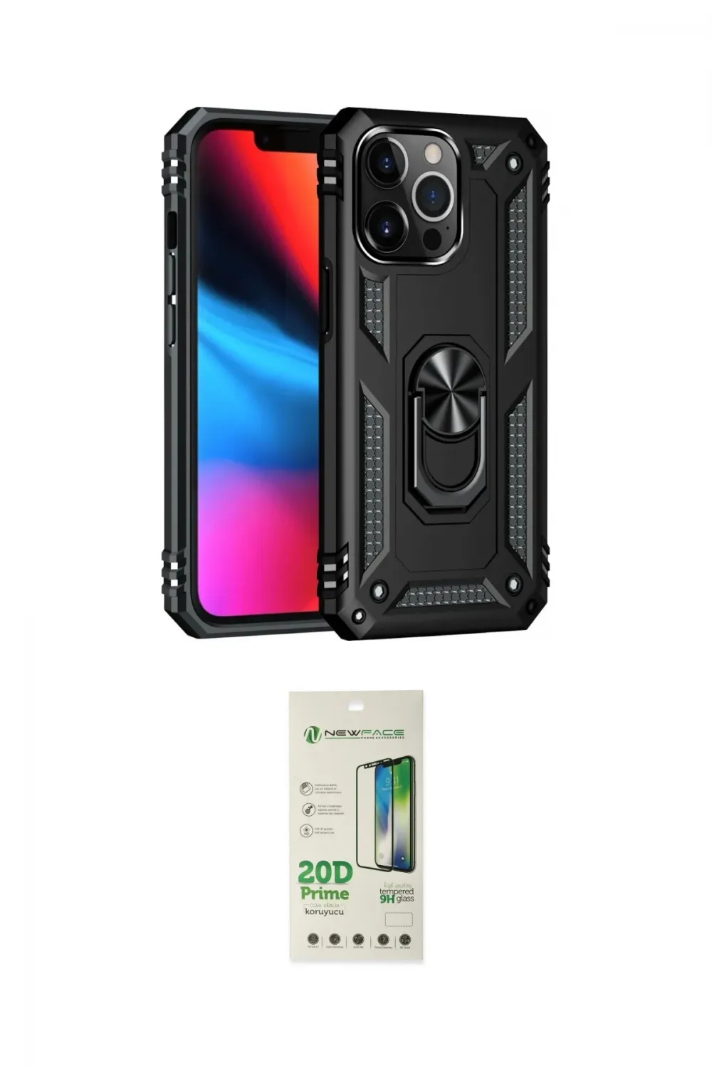 ieg™ iPhone 14 Pro Kılıf Ahenk Klasik Koleksiyonu - Siyah 20D Premium Cam Ekran Koruyucu
