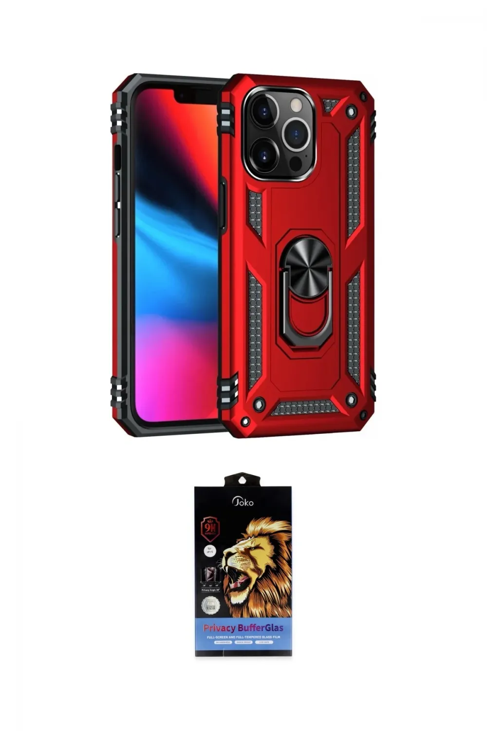 ieg™ iPhone 14 Pro Kılıf Ahenk Klasik Koleksiyonu - Siyah Buffer Hayalet Cam Ekran Koruyucu