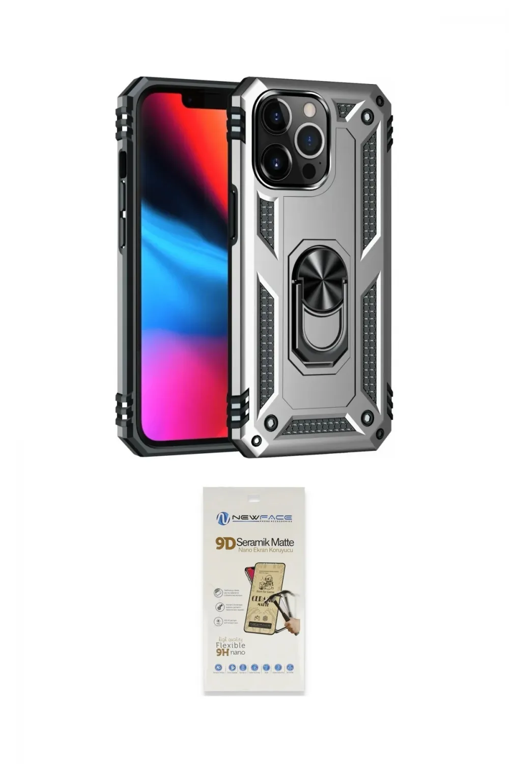 ieg™ iPhone 14 Pro Kılıf Ahenk Klasik Koleksiyonu - Siyah Mat Seramik Nano Ekran Koruyucu