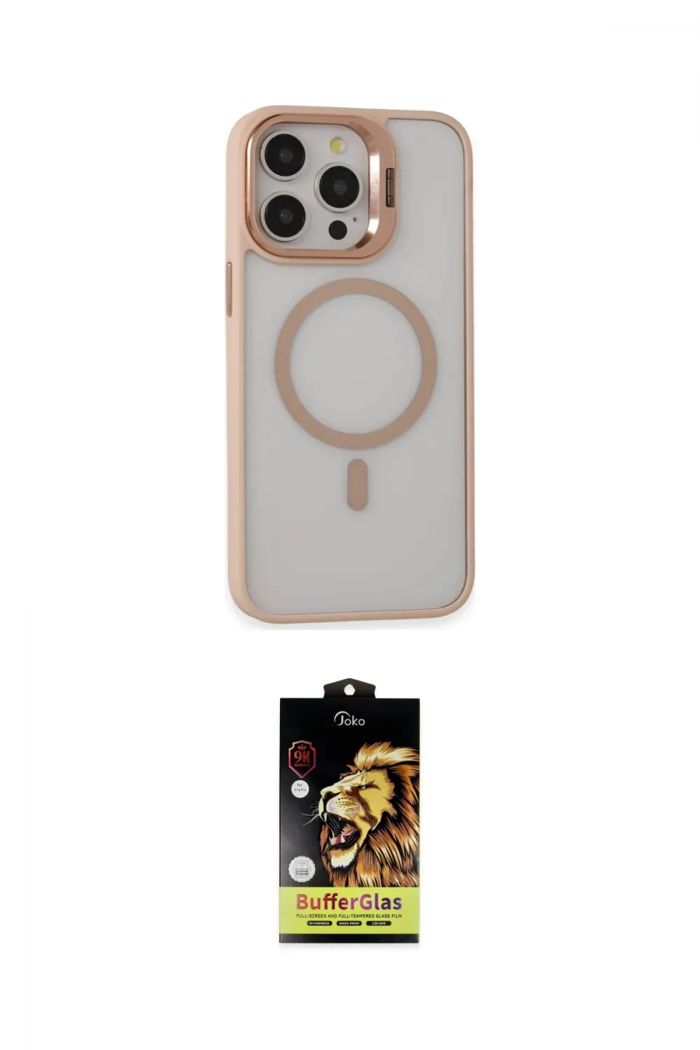 ieg™ iPhone 14 Pro Kılıf Ahenk Klasik Özel Seri - Siyah Buffer Cam Ekran Koruyucu