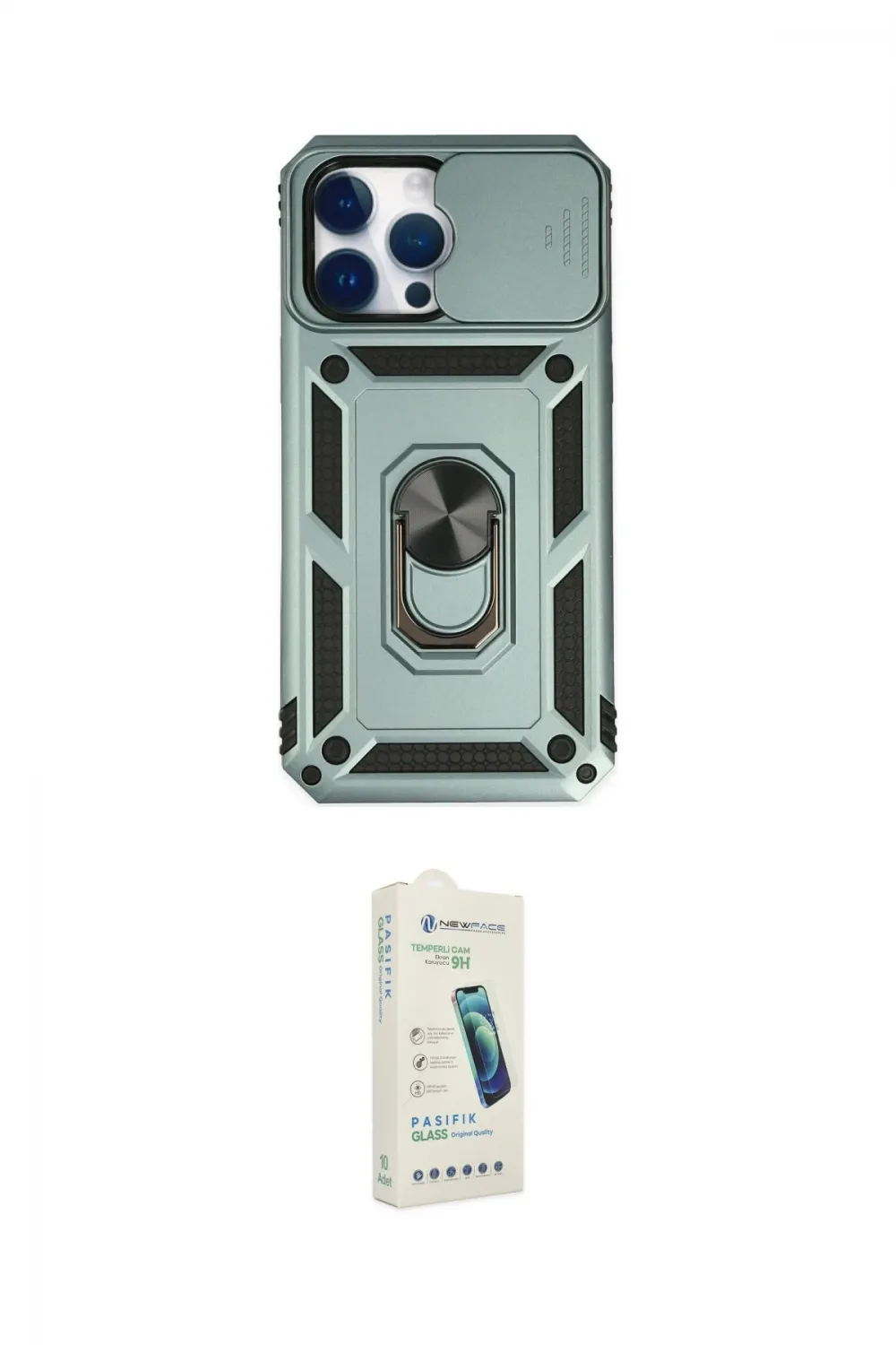 ieg™ iPhone 14 Pro Kılıf Ahenk Klasik - Şeffaf Pasifik Cam Ekran Koruyucu