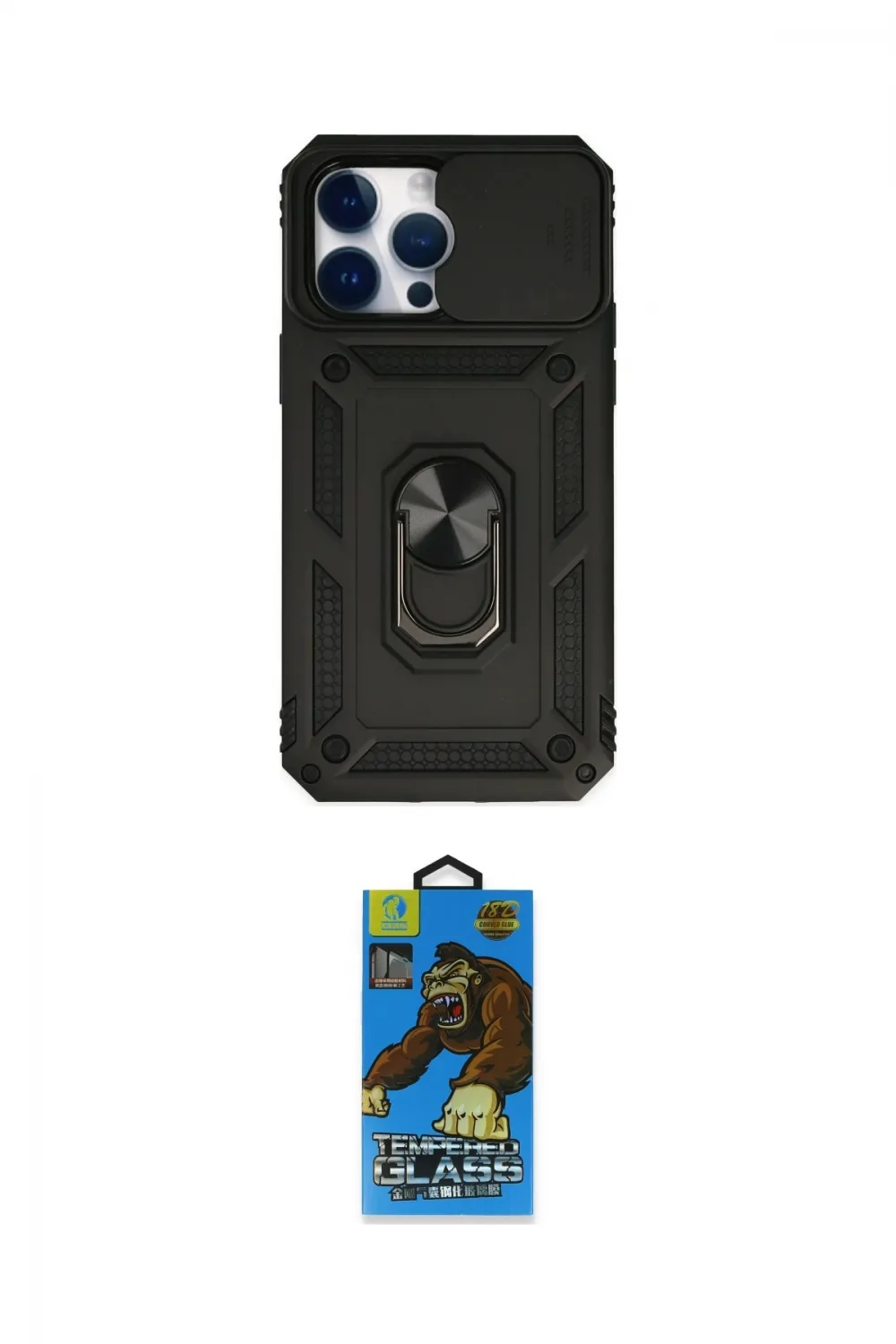 ieg™ iPhone 14 Pro Kılıf Ahenk Klasik - Siyah 18D Cam Ekran Koruyucu