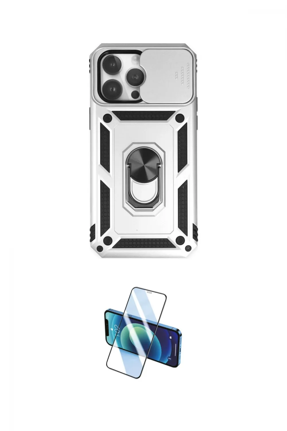 ieg™ iPhone 14 Pro Kılıf Ahenk Klasik - Siyah 3D Antistatik Cam Ekran Koruyucu