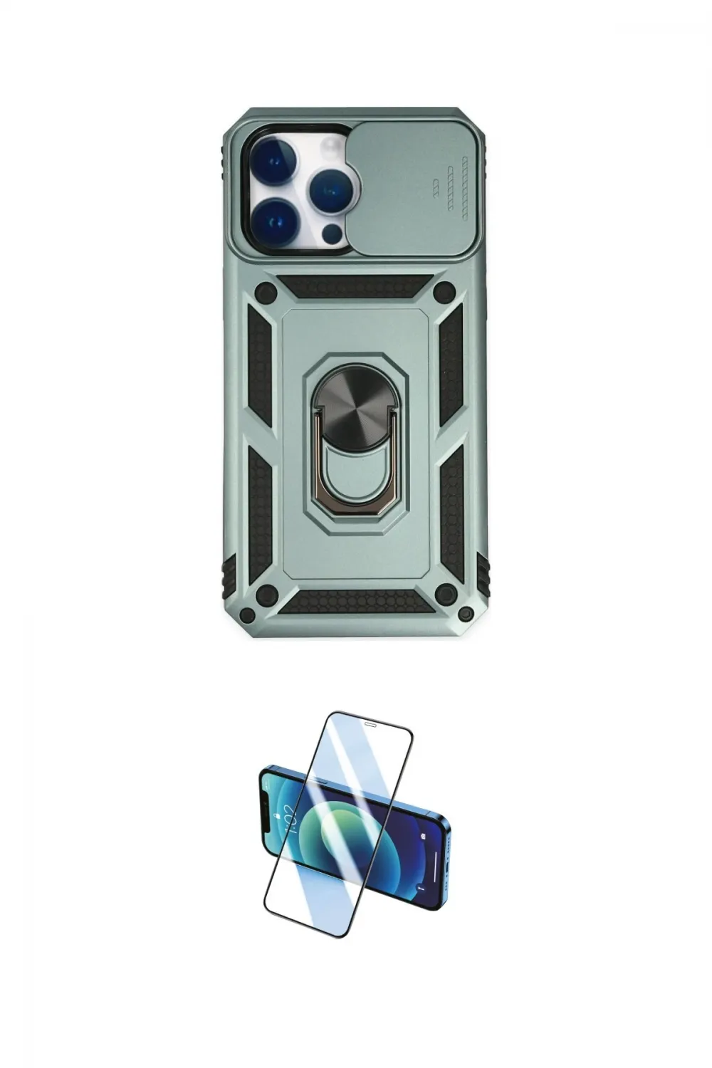 ieg™ iPhone 14 Pro Kılıf Ahenk Klasik - Siyah 3D Antistatik Cam Ekran Koruyucu