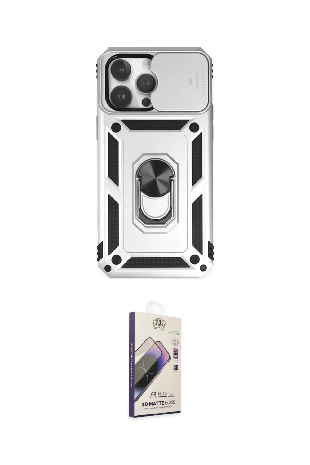 ieg™ iPhone 14 Pro Kılıf Ahenk Klasik - Siyah Bilvis 3D Mat Cam Ekran Koruyucu