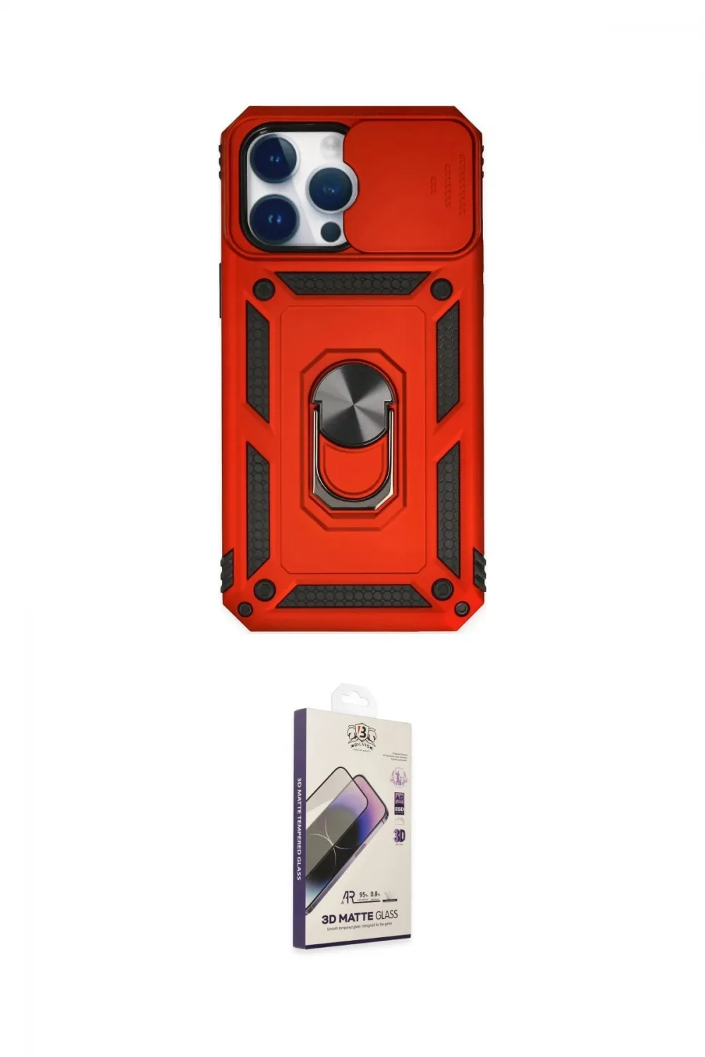 ieg™ iPhone 14 Pro Kılıf Ahenk Klasik - Siyah Bilvis 3D Mat Cam Ekran Koruyucu