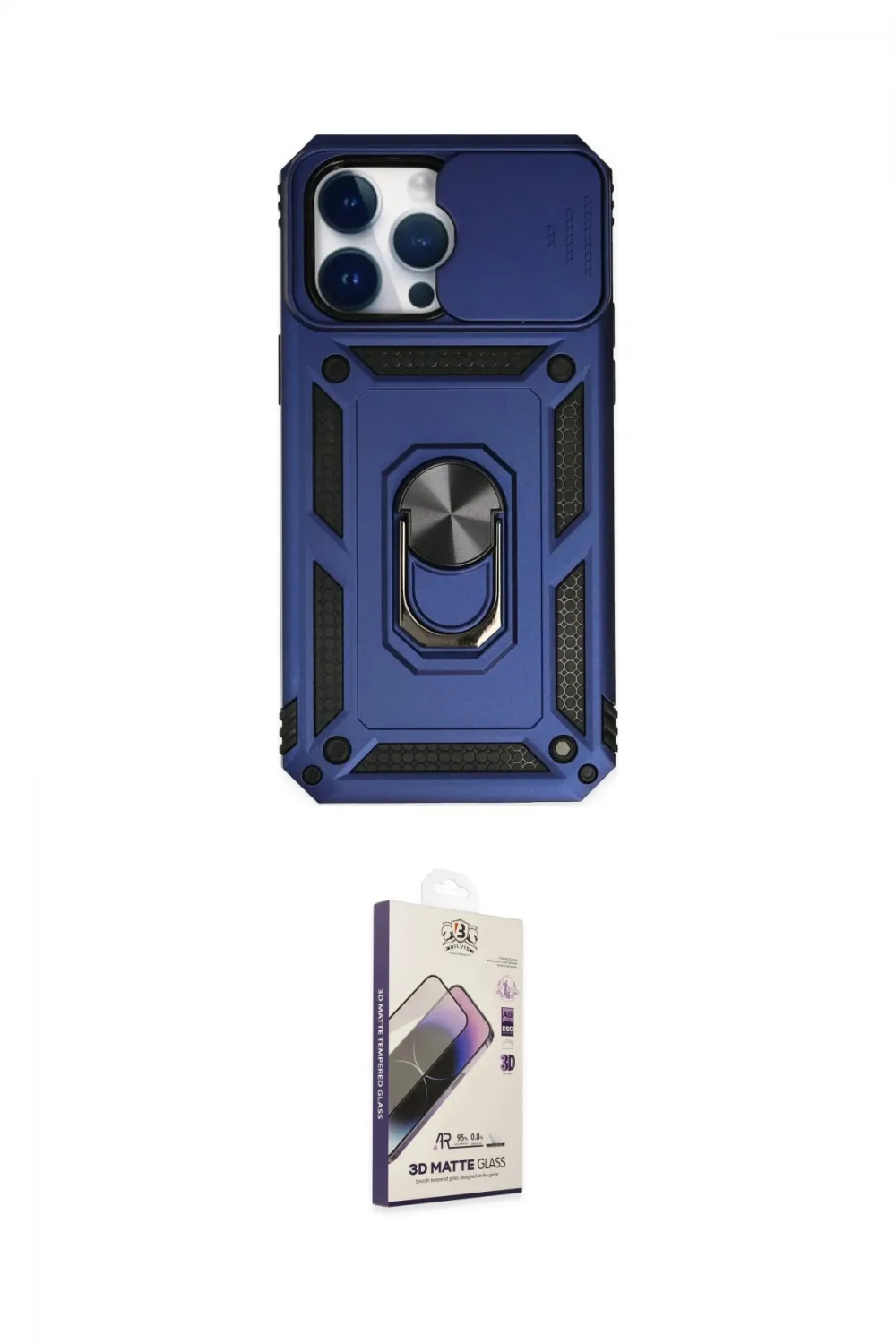 ieg™ iPhone 14 Pro Kılıf Ahenk Klasik - Siyah Bilvis 3D Mat Cam Ekran Koruyucu