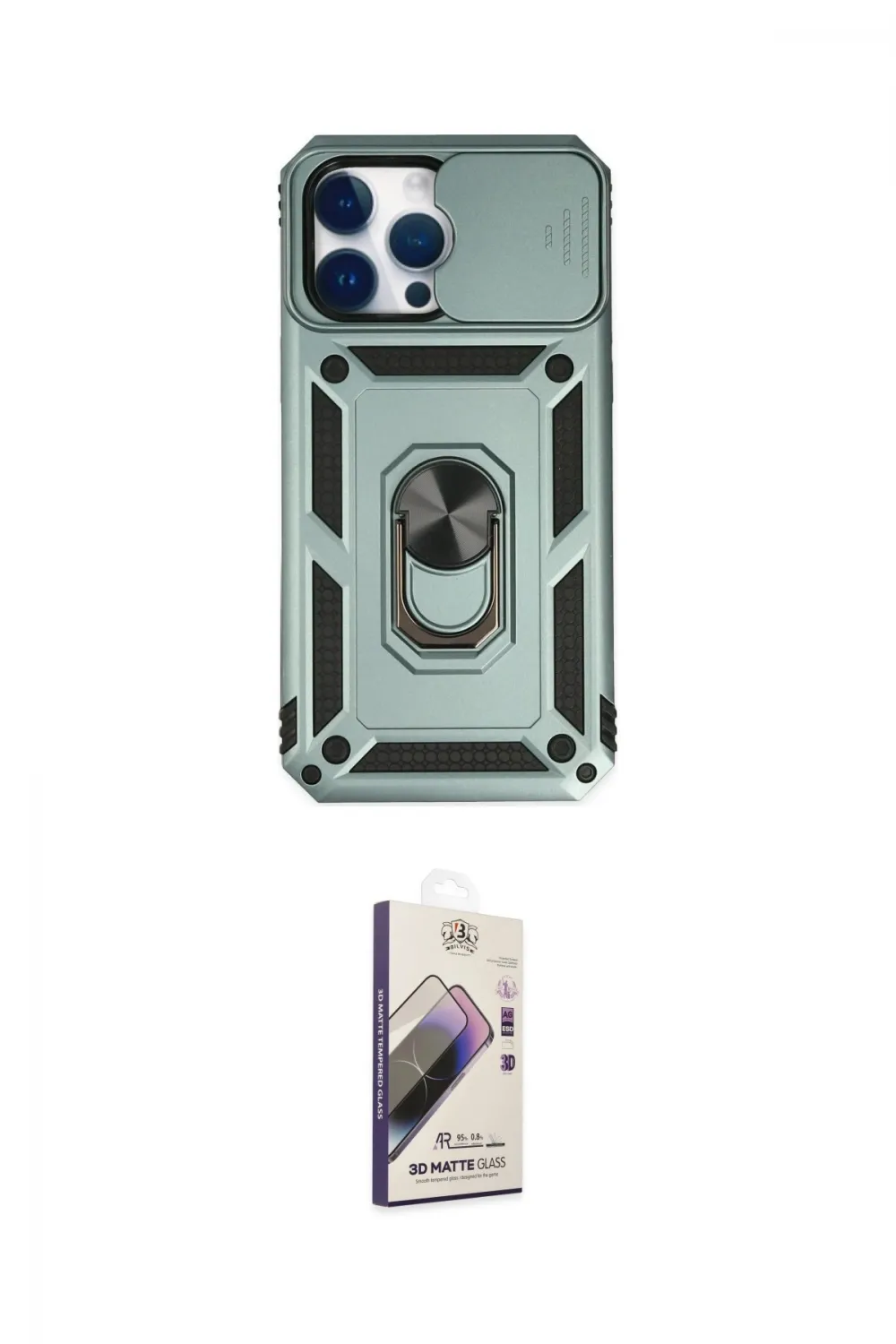 ieg™ iPhone 14 Pro Kılıf Ahenk Klasik - Siyah Bilvis 3D Mat Cam Ekran Koruyucu