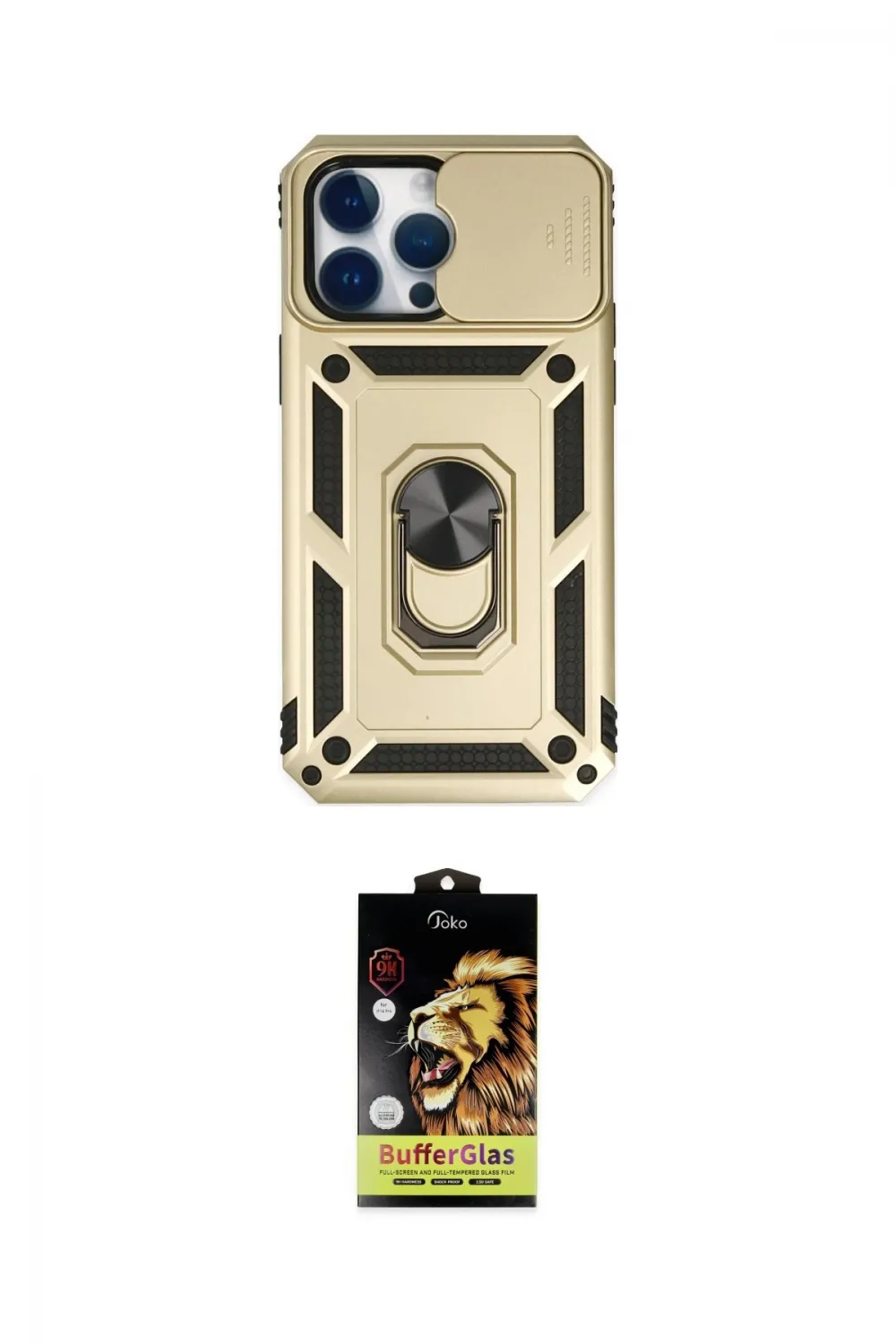 ieg™ iPhone 14 Pro Kılıf Ahenk Klasik - Siyah Buffer Cam Ekran Koruyucu