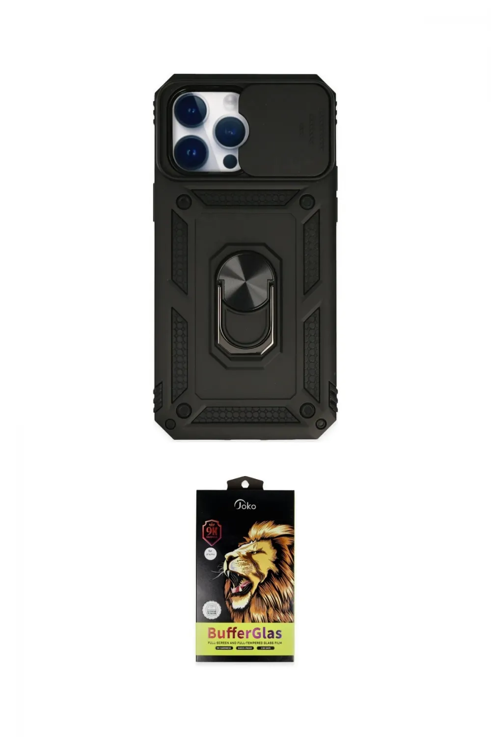 ieg™ iPhone 14 Pro Kılıf Ahenk Klasik - Siyah Buffer Cam Ekran Koruyucu