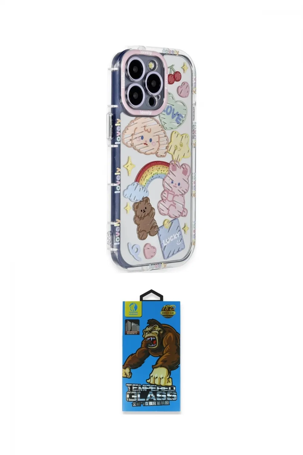 ieg™ iPhone 14 Pro Kılıf Ahenk Modern Serisi - Siyah 18D Cam Ekran Koruyucu