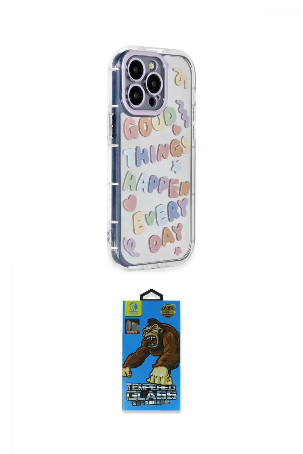 ieg™ iPhone 14 Pro Kılıf Ahenk Modern Serisi - Siyah 18D Cam Ekran Koruyucu