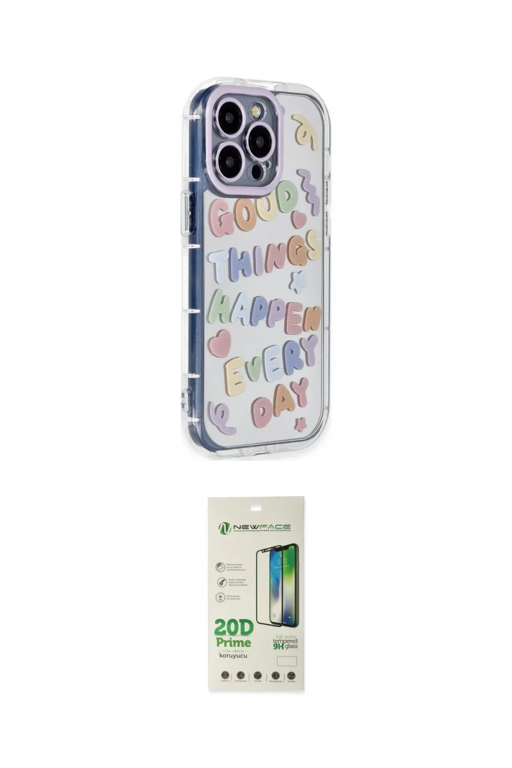 ieg™ iPhone 14 Pro Kılıf Ahenk Modern Serisi - Siyah 20D Premium Cam Ekran Koruyucu