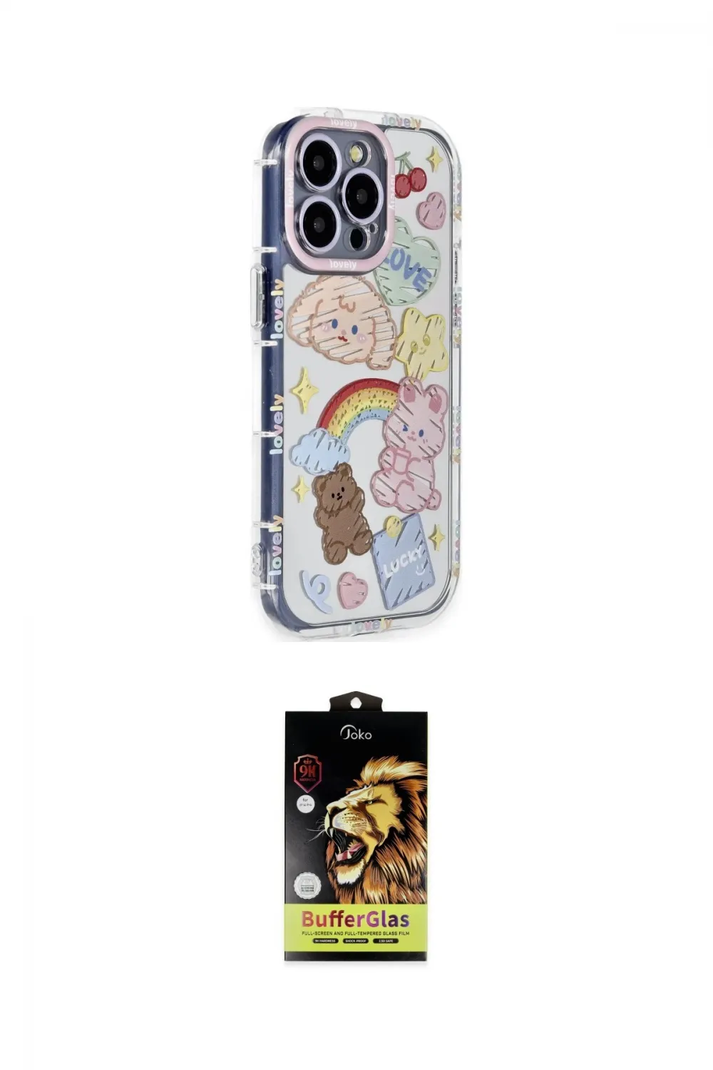 ieg™ iPhone 14 Pro Kılıf Ahenk Modern Serisi - Siyah Buffer Cam Ekran Koruyucu