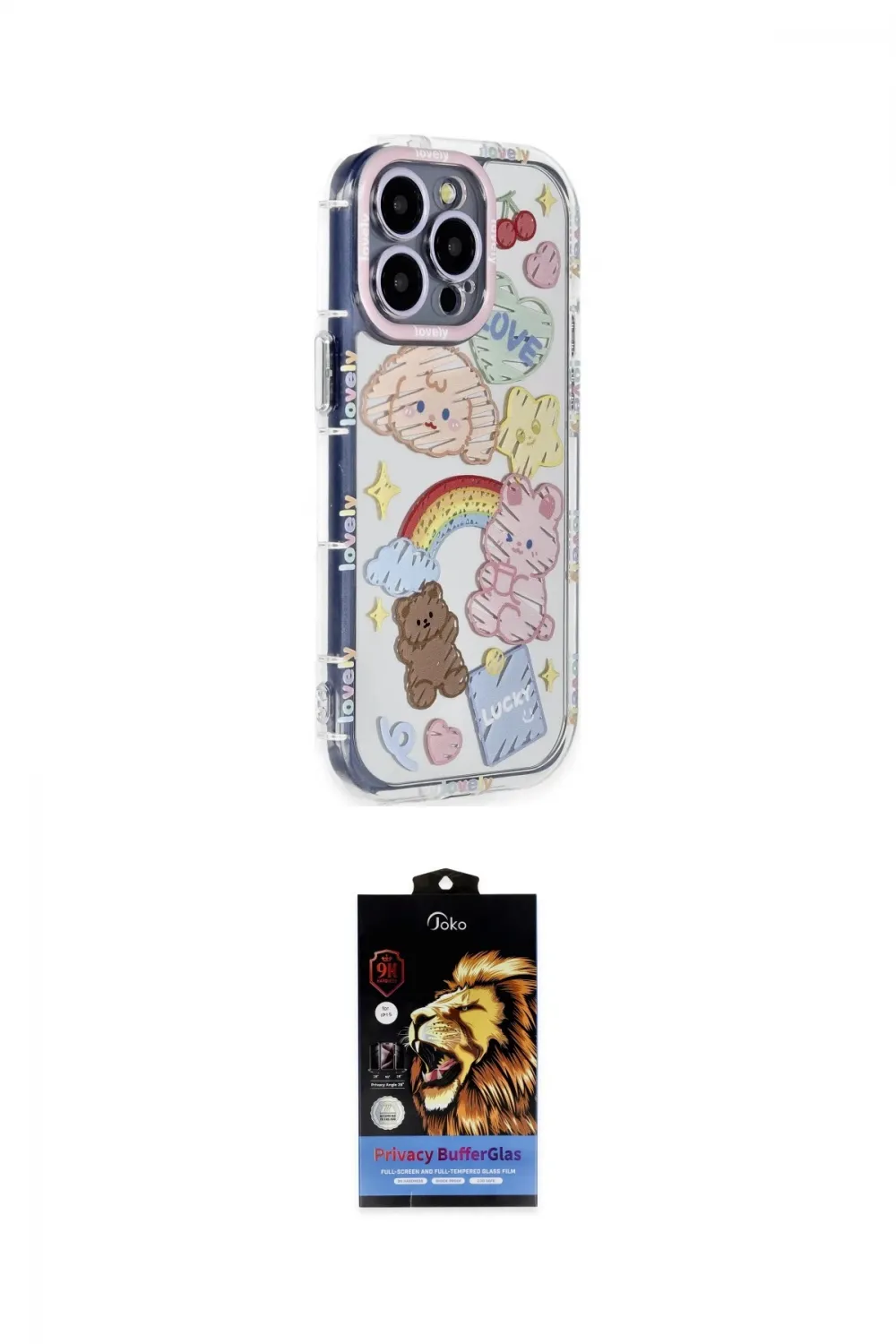 ieg™ iPhone 14 Pro Kılıf Ahenk Modern Serisi - Siyah Buffer Hayalet Cam Ekran Koruyucu